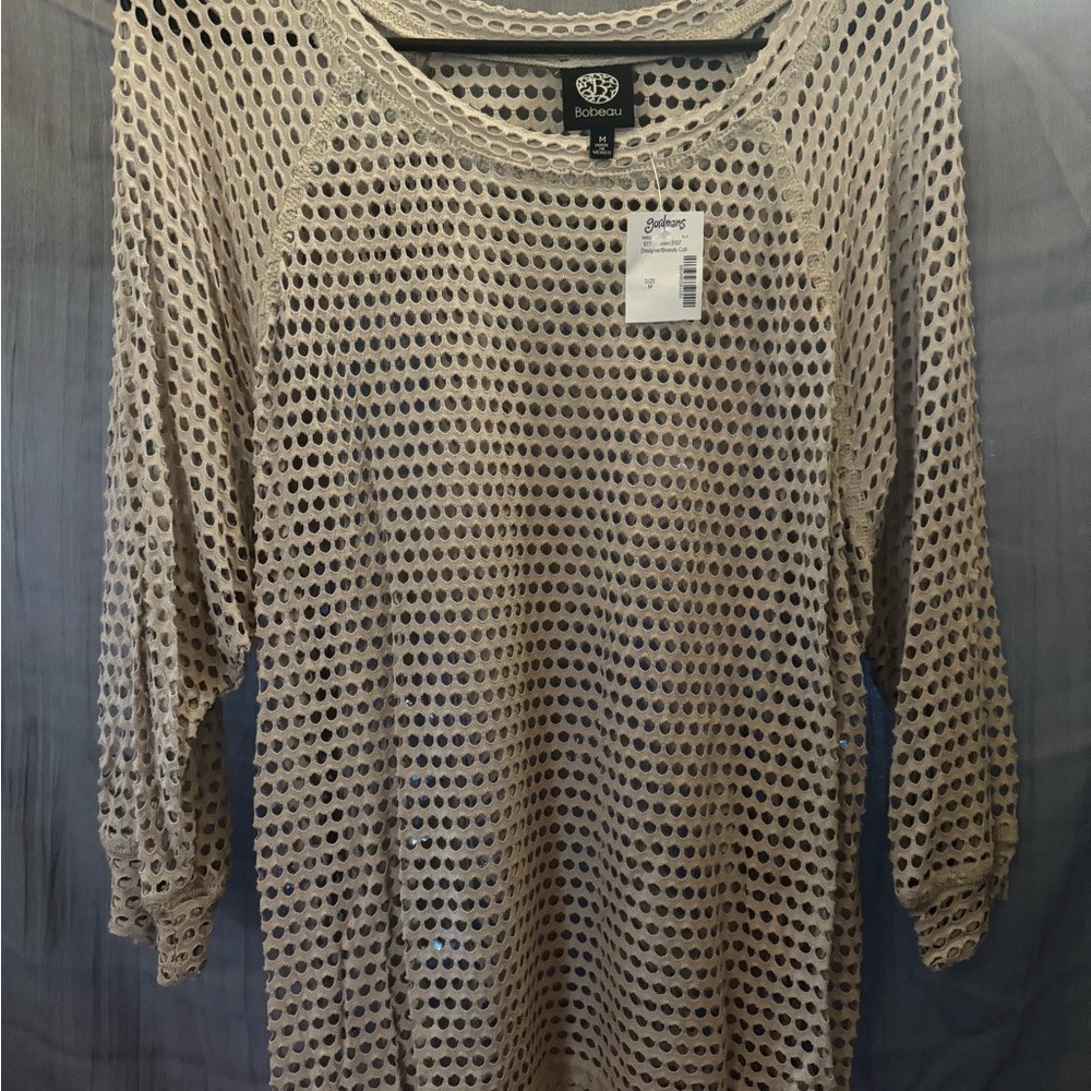 Tan Mesh Top